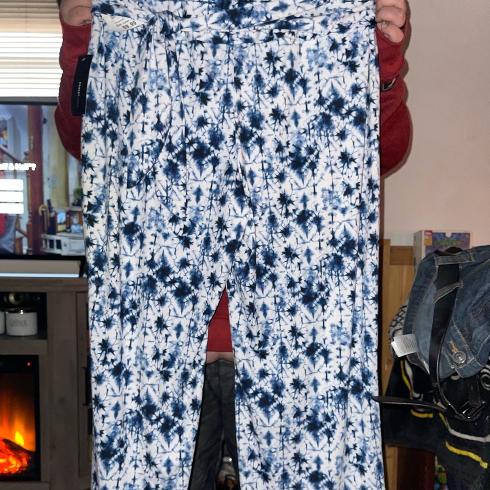 Tye-Dye blue and white flowy pants